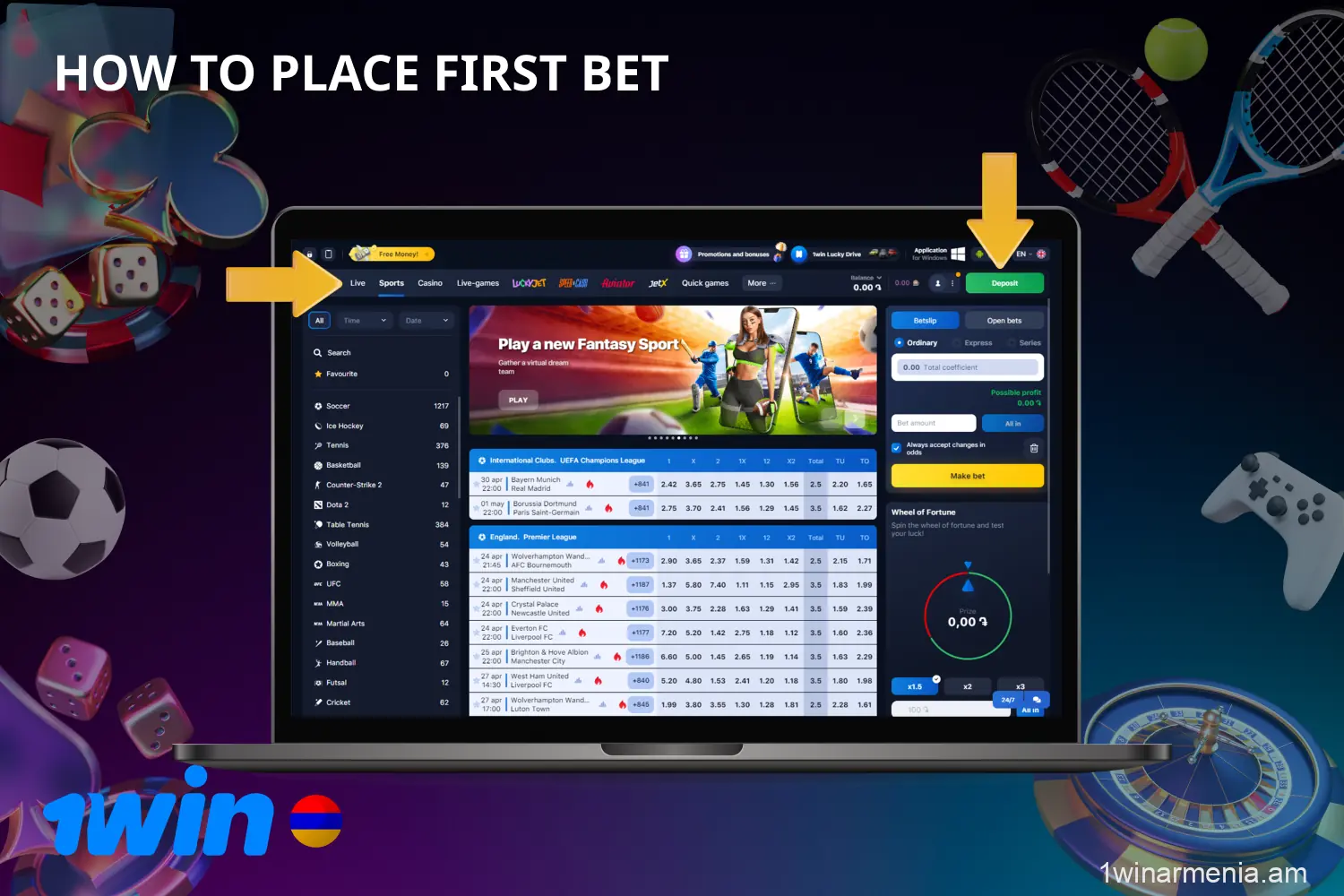 To place a bet on 1win, Armenian players must select a game in the casino or sports section, enter the bet amount and confirm the bet
