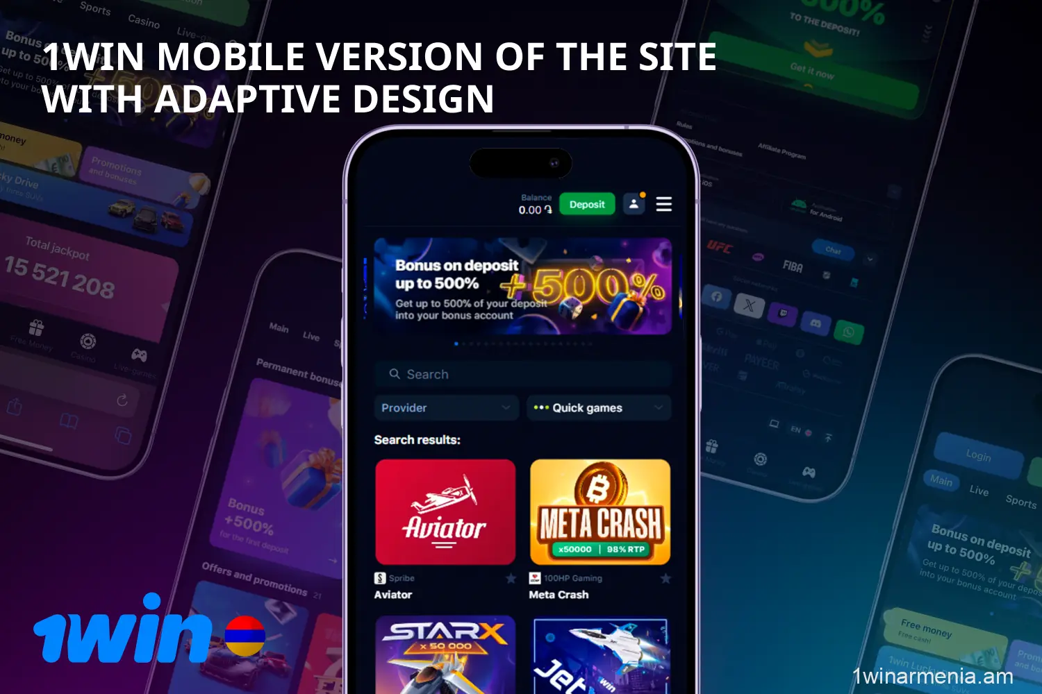 The adaptive mobile 1win site does not require installation on the mobile phones of Armenian users