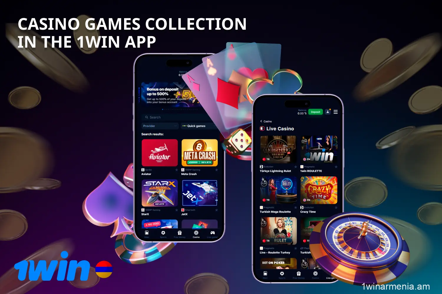 With the 1win betting application, Armenian players have access to a huge library of online casino games