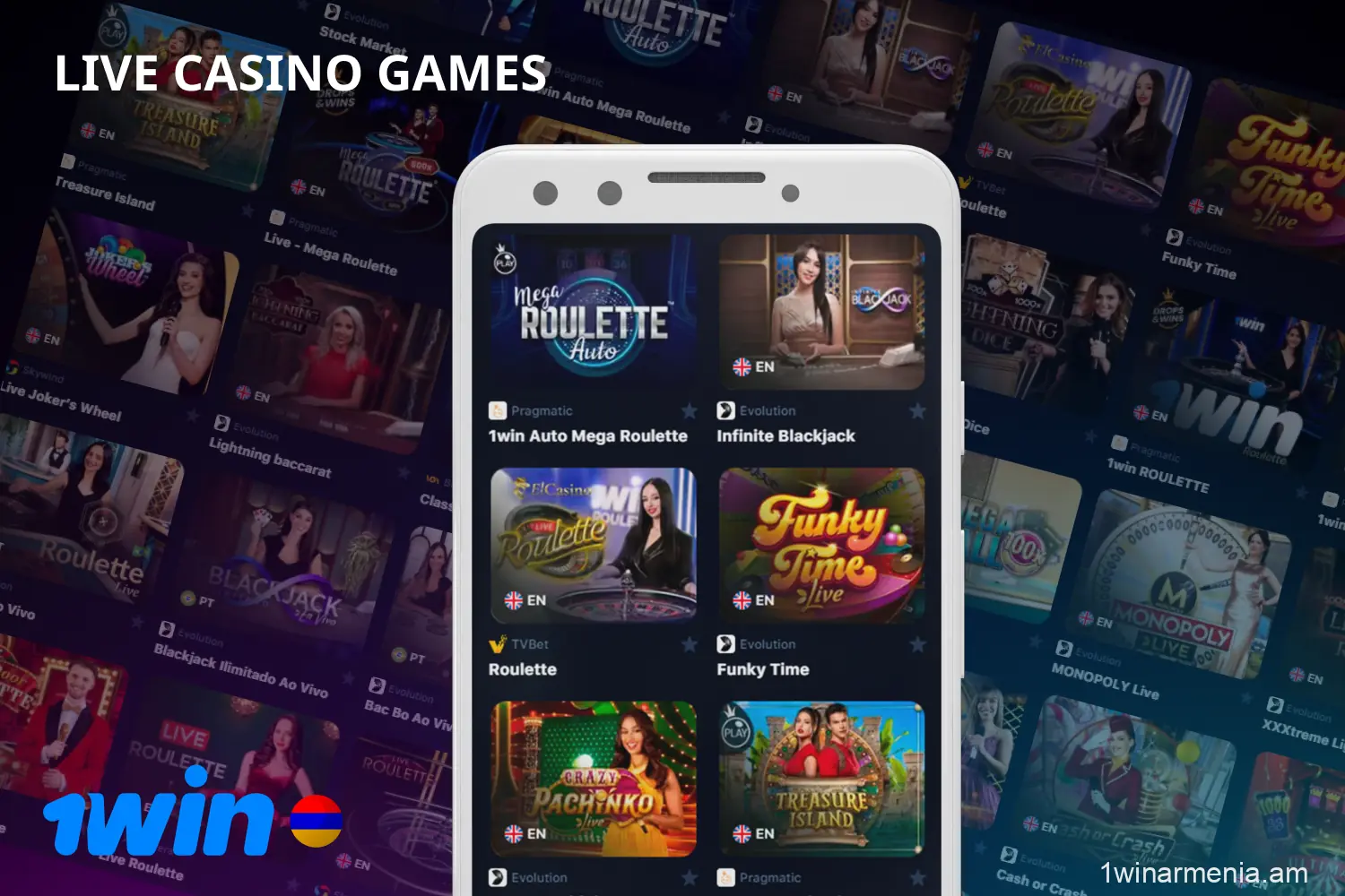 Armenian players have access to the live dealer section of 1win casino